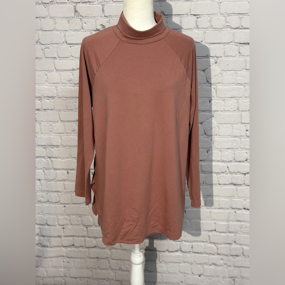 J. Jill Antique Rose Long Sleeve Relaxed Tunic with Mandarin Collar Size L